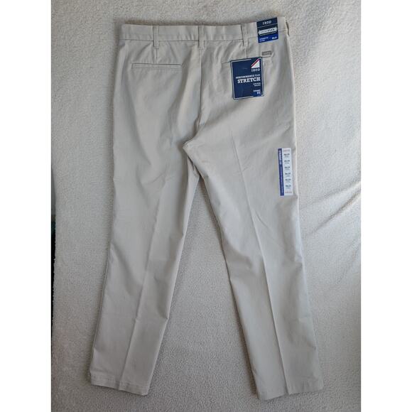 NEW Izod Sportflex Pants Mens 38x34 Cream Performance Plus Stretch - Picture 2 of 16